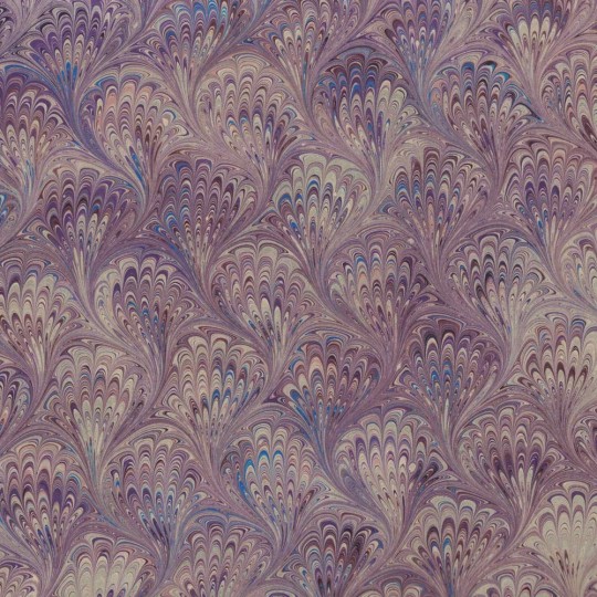 Hand Marbled Paper Peacock Pattern in Purples ~ Berretti Marbled Arts